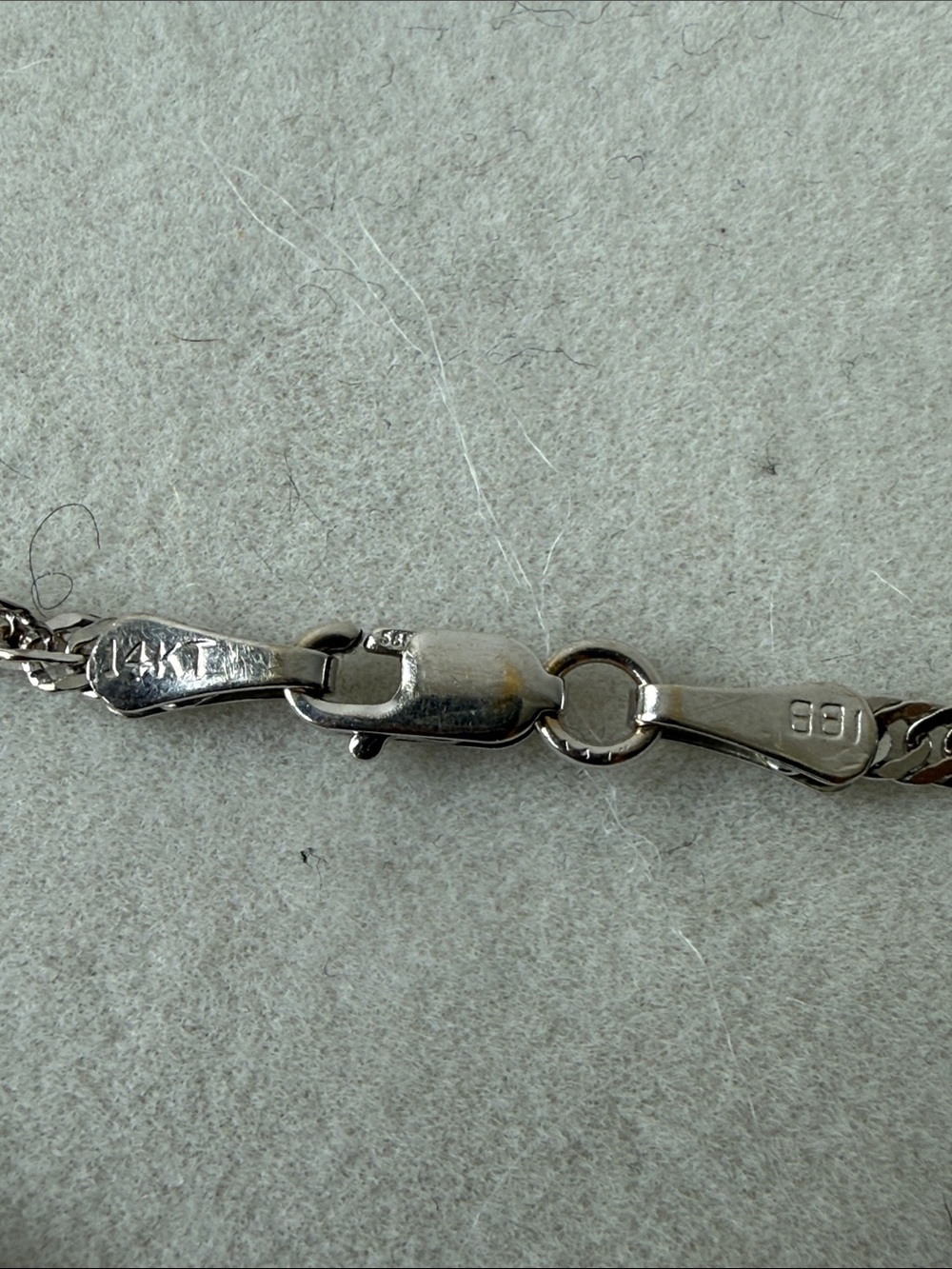 Vintage Solid 14k White Gold Diamond-Cut Curb Link Bracelet - 7.5" - Picture 3 of 5